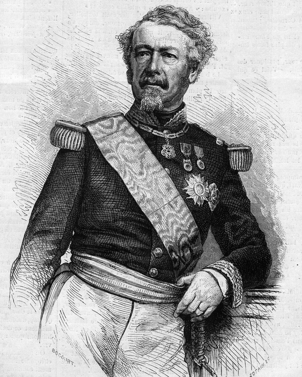 Portræt af Marechal Adolphe Niel (1802-1869), fransk soldat og politiker. Indgravering i "" Le Monde Illustré"" nr. 645 af 21. august 1869. af French School