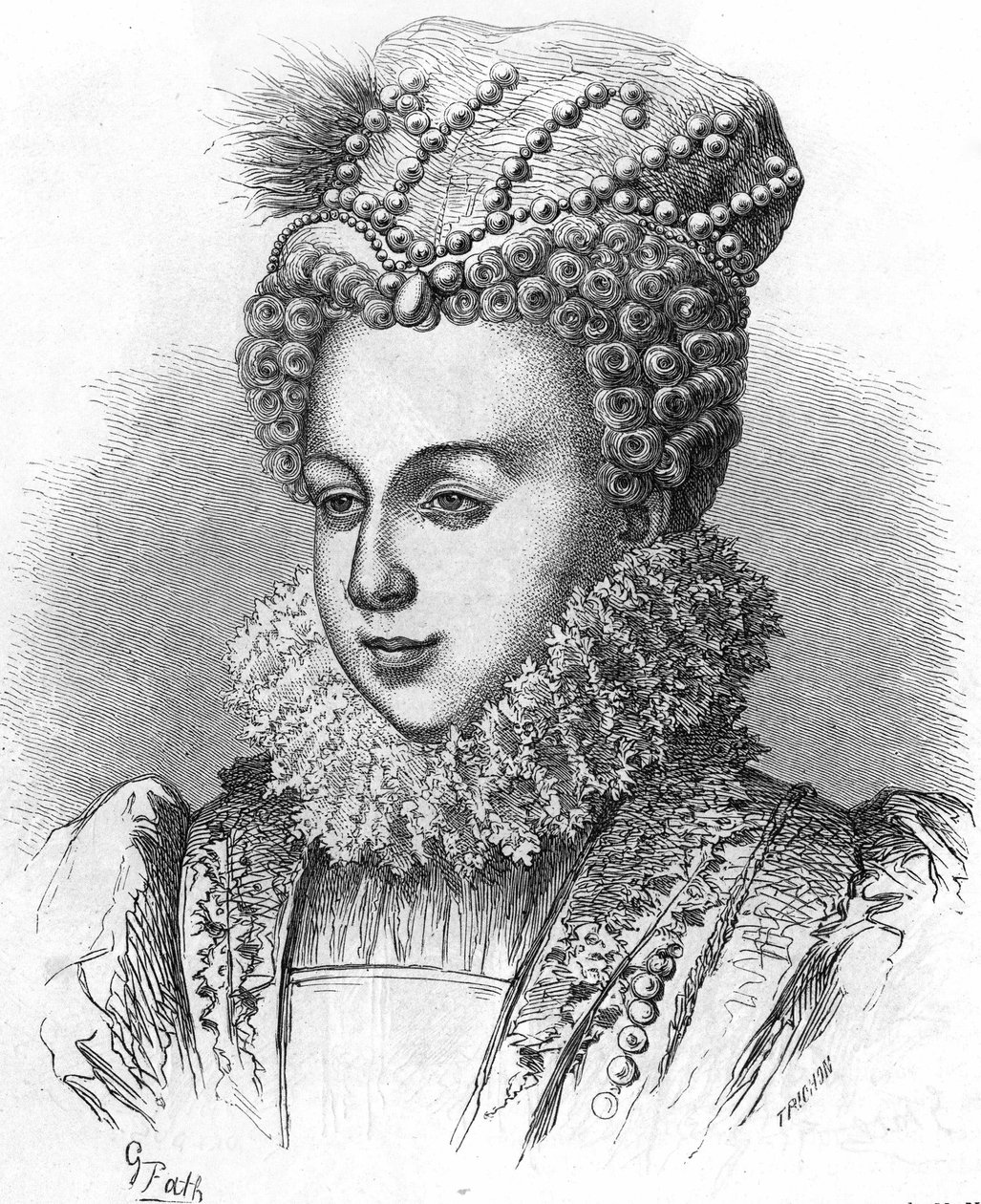Portræt af Margaret af Valois kendt som dronningen Margot (1553-1615) Henrik IVs hustru. I "" Histoire Populaire de la France"", sd. udgave 1885. Gravering. af French School