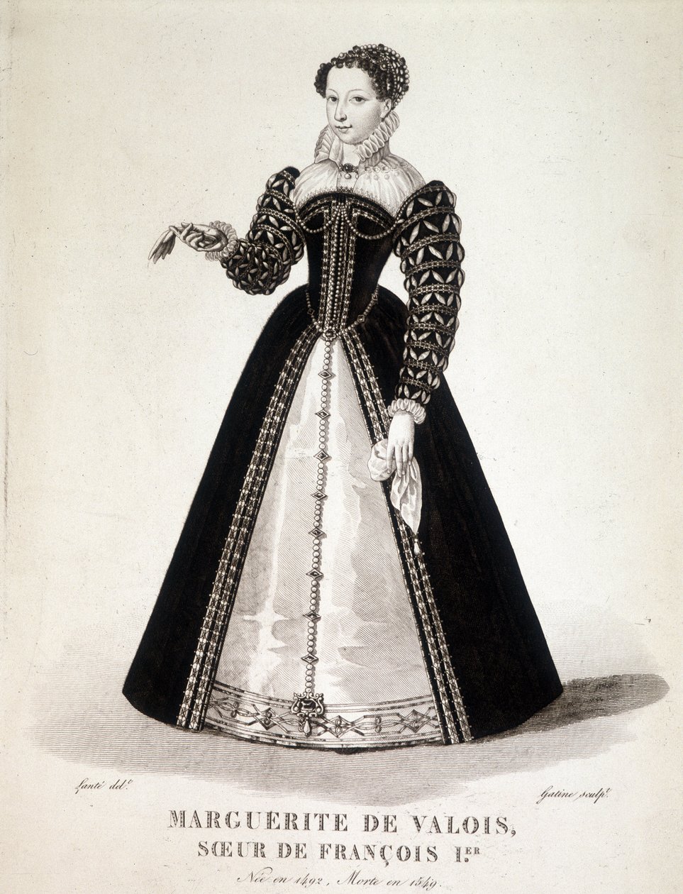 Portræt af Margaret af Navarra (1492-1549) Dronning af Navarra og digterinde - 1800-tallet af French School