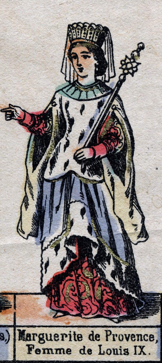 Portræt af Marguerite de Provence (1221-1295), kone til Ludvig IX af Frankrig. (Kapetisk dynasti). Illustration slutningen af det 19. århundrede. af French School