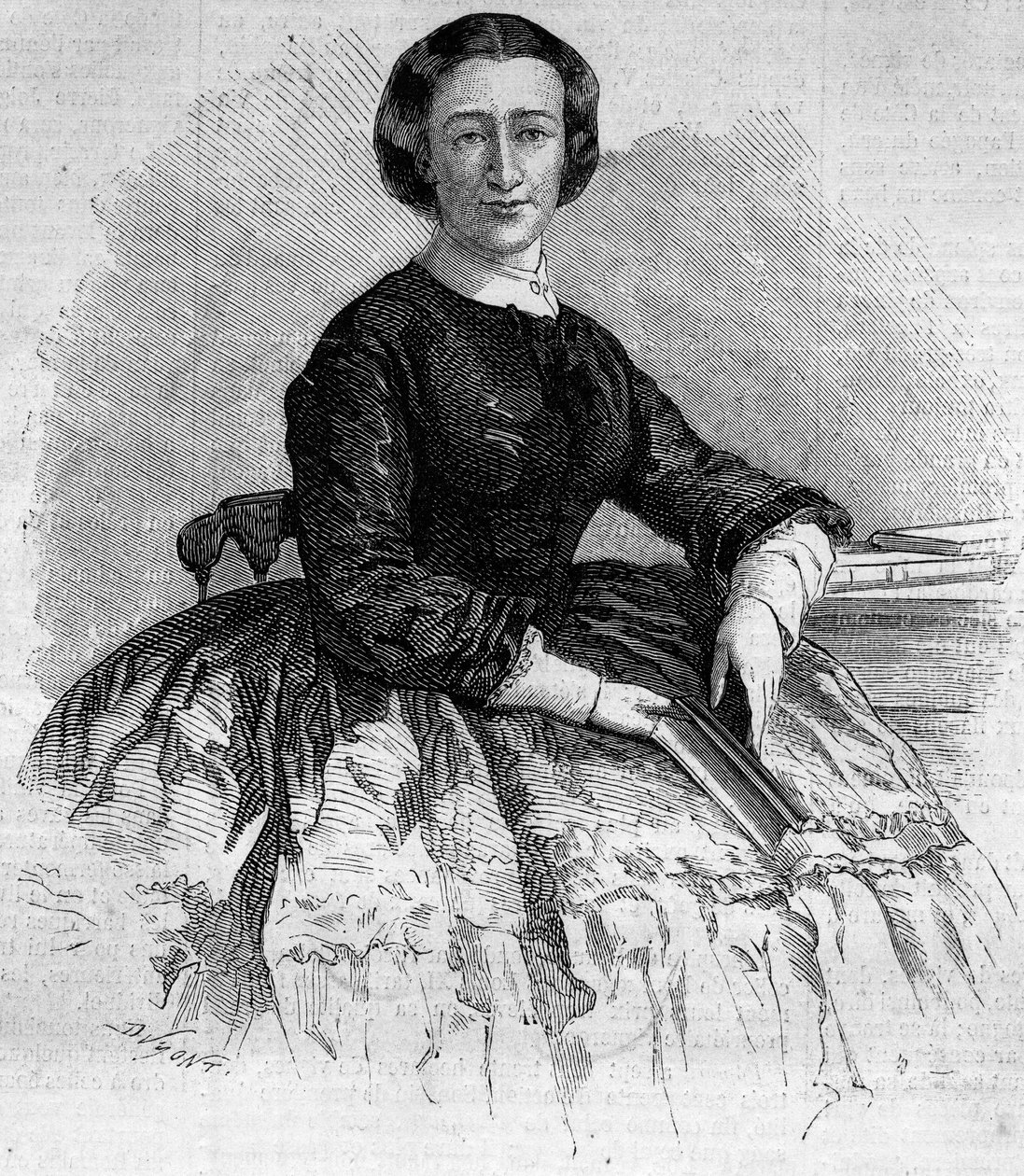 Portræt af Maria Francisca de Sales (1825-1860), hertuginde af Alba og søster til den franske imponer Eugenie de Montijo. Indgravering i "" Le Monde Illustré"" nr. 180 af 22. september 1860. af French School