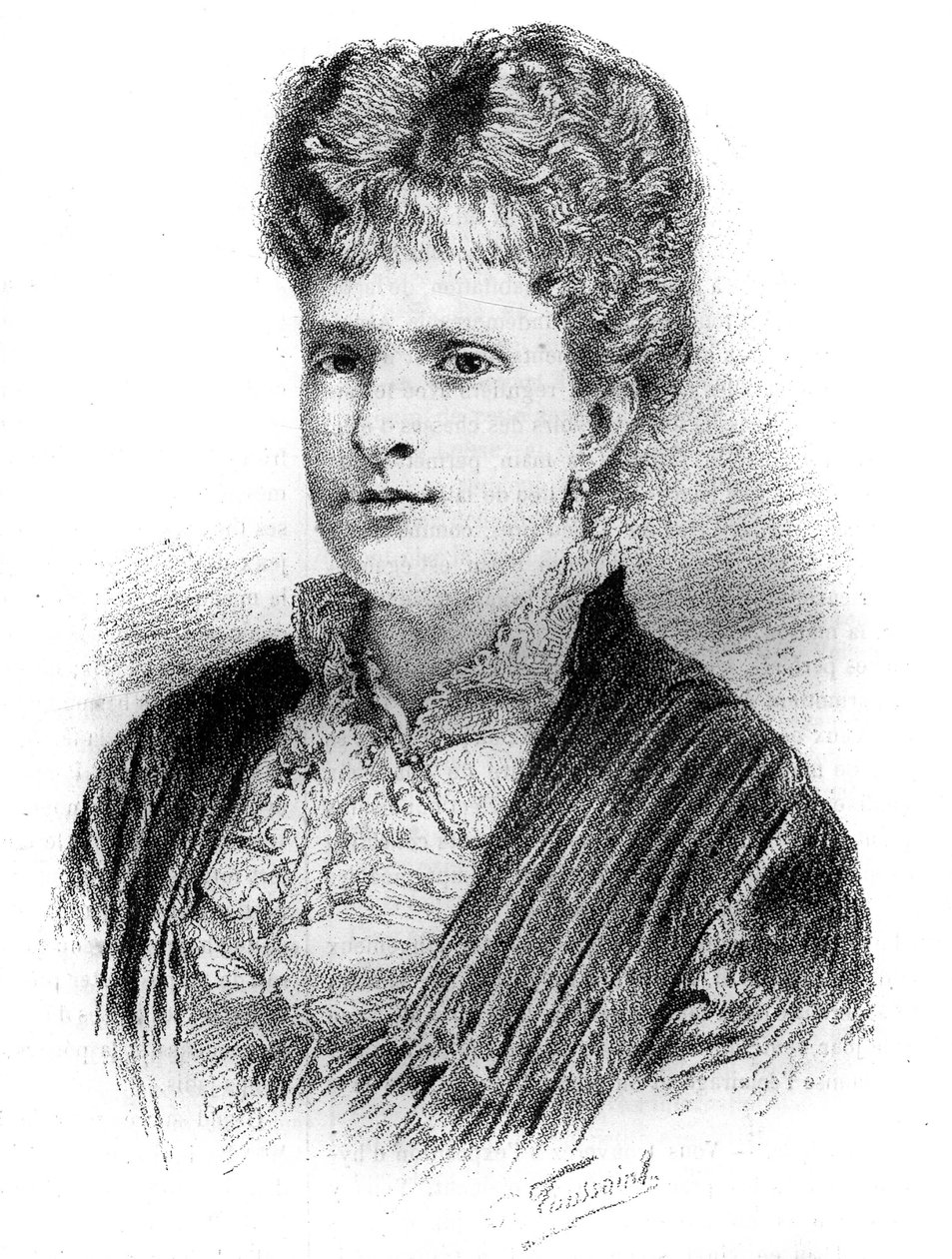 Portræt af Maria Pia, dronning af Portugal (1847-1911). Indgravering i ""Le Monde Illustré"", 22. maj 1886. af French School