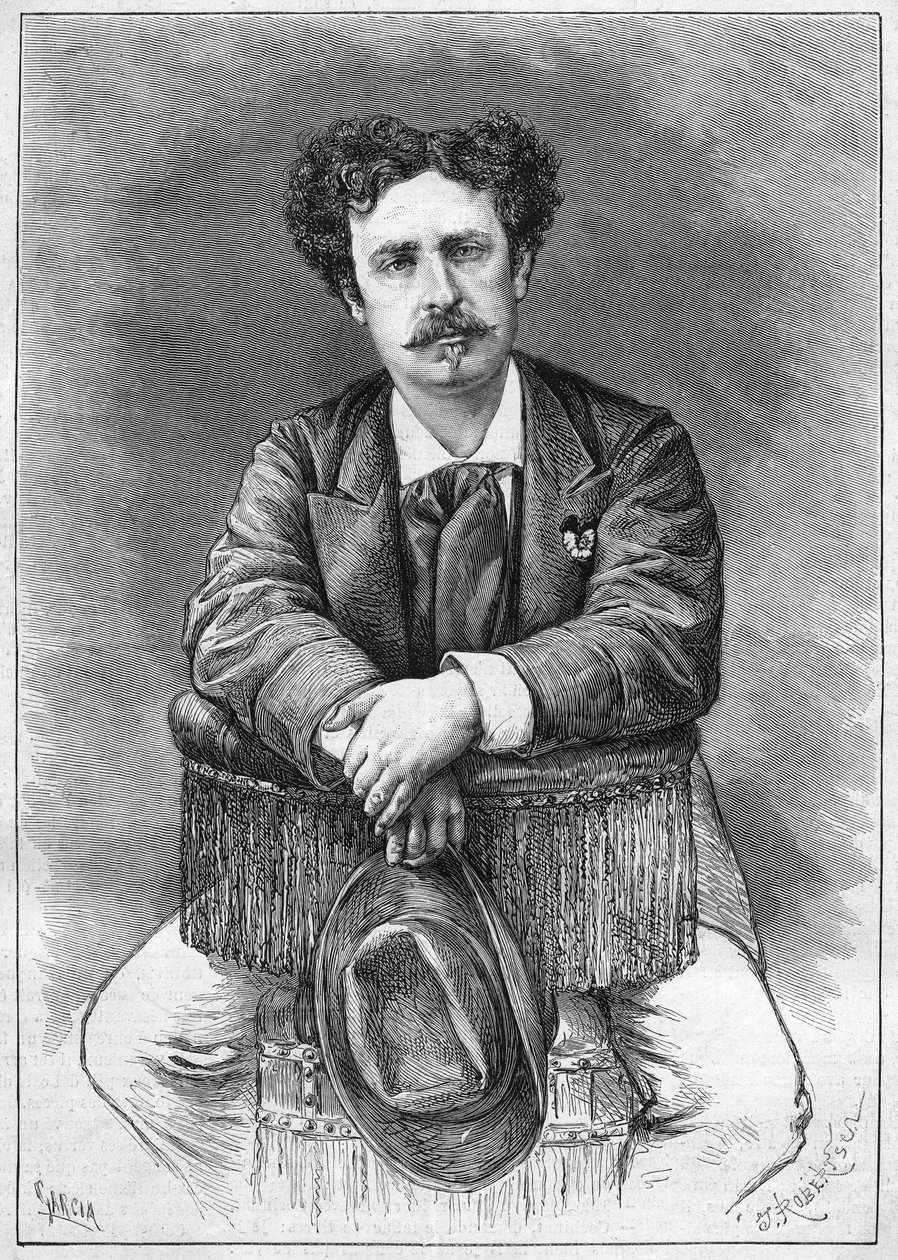 Portræt af Mariano Fortuny (1838-1874), spansk maler. Indgravering i "" Le Monde Illustré"" nr. 921 af 5. december 1874. af French School