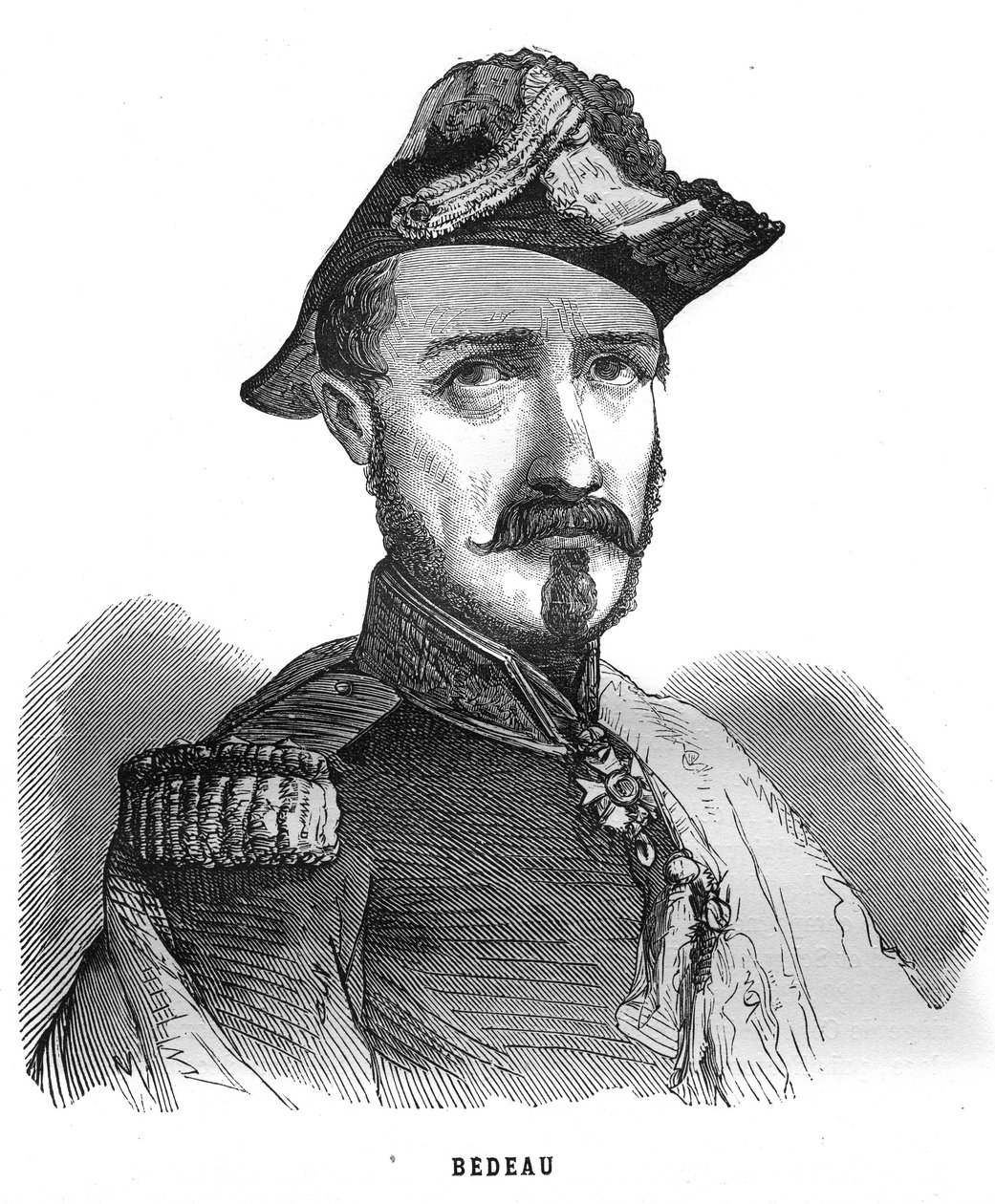 Portræt af Marie Alphonse Bedeau, fransk general (1804-1863). Indgravering i “Les Illustrations De L