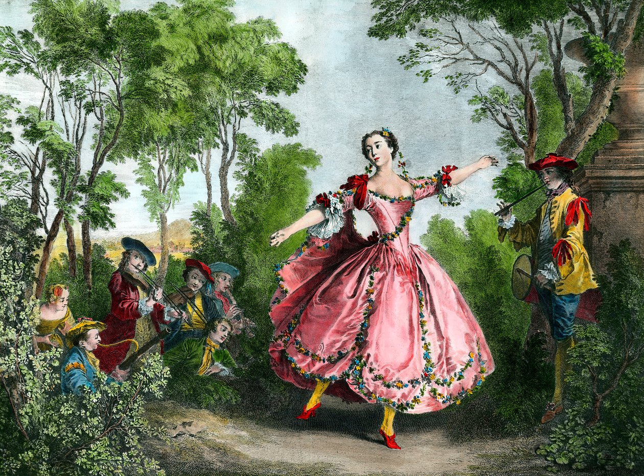 Portræt af Marie Anne de Cupius de Camargo dit La Camargo (1710-1770) danserinde Gravering af det 18. århundredes Paris. Operaens biblioteksmuseum af French School