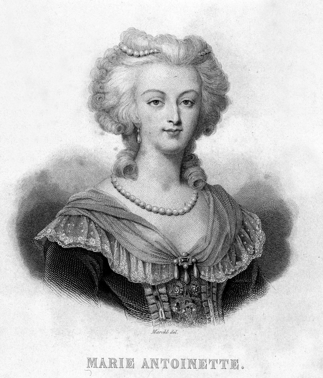 Portræt af Marie Antoinette (1755 - 1793) - i "" Revolution francaise"" af Thiers. 19. århundrede af French School