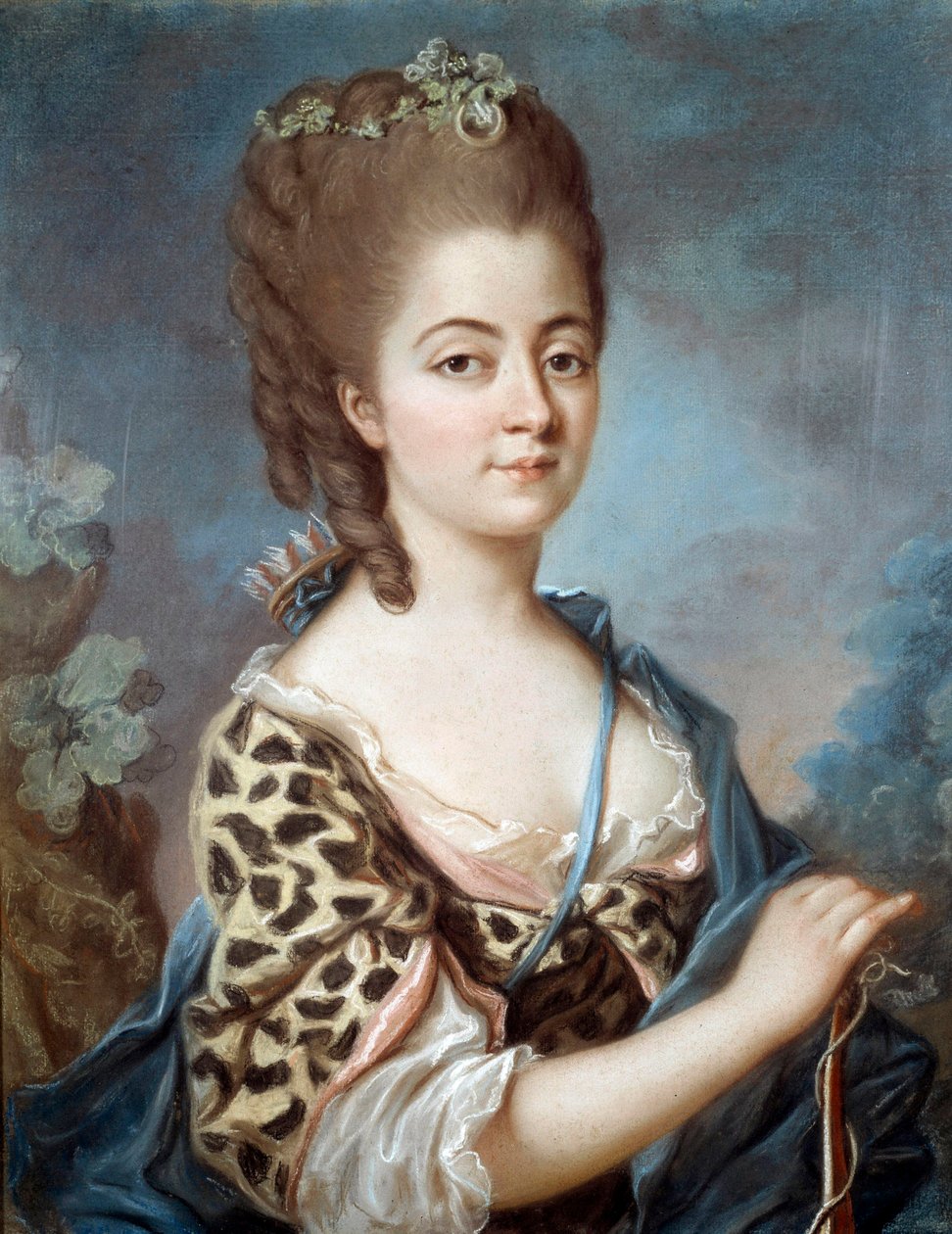 Portræt af Marie Aurora af Sachsen (1748-1821) bedstemor til forfatteren George Sand Maleri fra den franske skole i det 18. århundrede. af French School