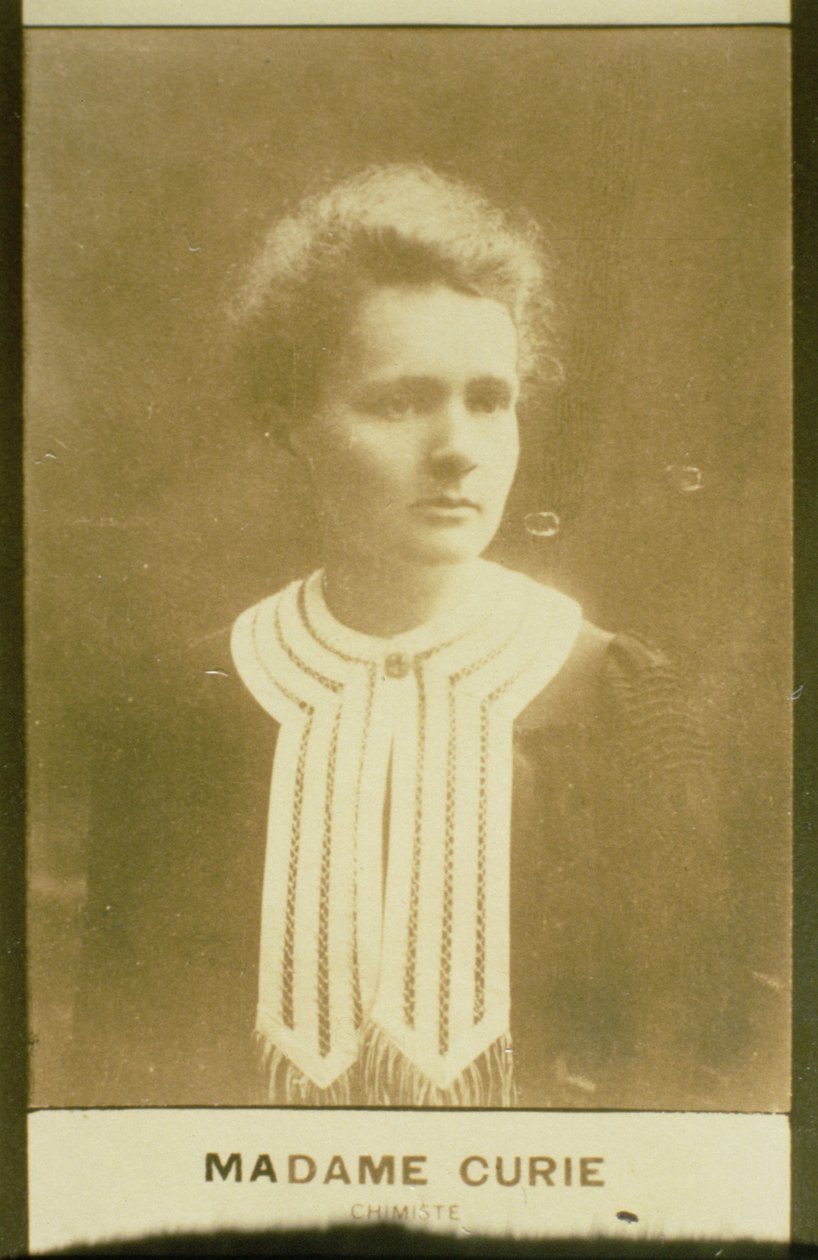 Portræt af Marie Curie (1867-1934) (sepiafoto) af French School