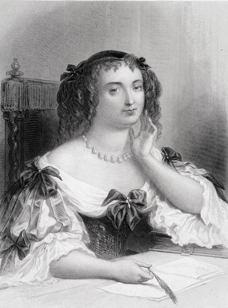 Portræt af Marie de Rabutin-Chantal (Rabutin Chantal), Marquise af Sevigne kendt som Madame de Sevigne (1626-1696) forfatter - gravering af French School