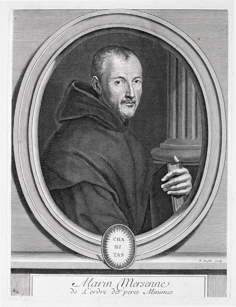 Portræt af Marin Mersenne (1588-1648) graveret af Duflos af French School