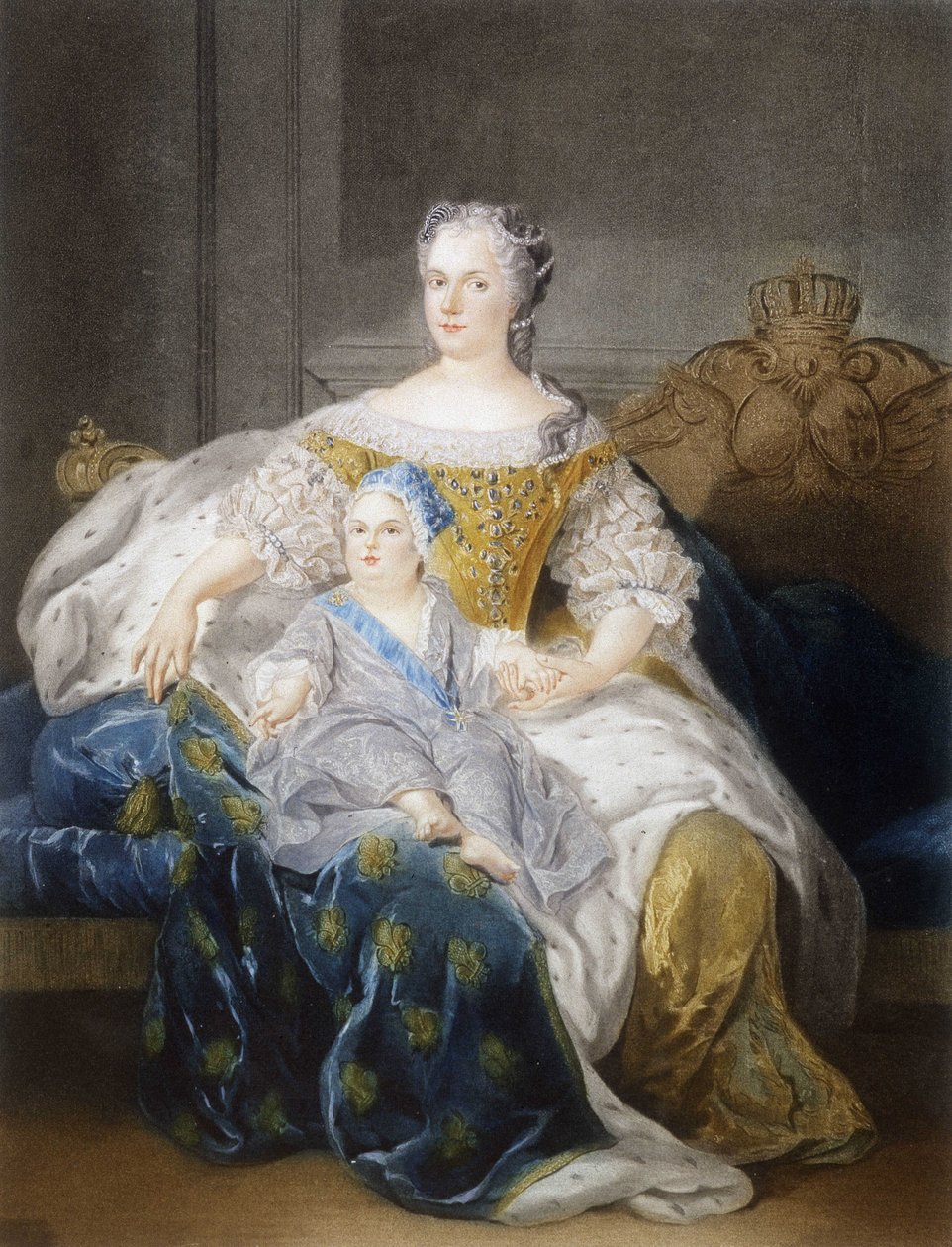 Portræt af Mary Leszczynska og delfinen af French School