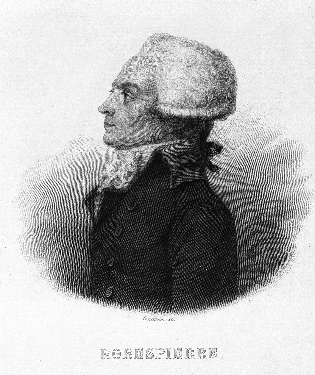 Portræt af Maximilian Robespierre (1758 - 1794) - i "" Revolution francaise"" af Thiers. 19. århundrede af French School