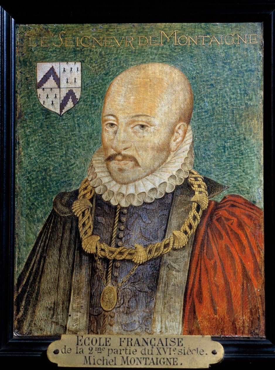 Portræt af Michel Eyquem, Lord of Montaigne (1533-1572) Anonymt maleri. fransk skole. Chantilly, Musee Conde - Portræt af Michel Eyquem, Lord of Montaigne (1533-1572) Anonym. Maleri. Engelsk Skole. Conde museum, Chantilly, Frankrig af French School