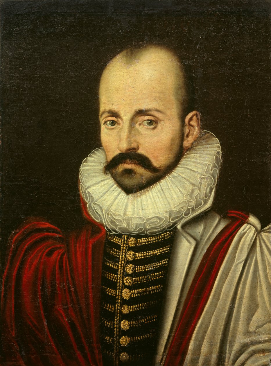 Portræt af Michel Eyquem de Montaigne (1533-1592), fransk humanistisk filosof. Maleri af den franske skole i første fjerdedel af det 17. århundrede. Dim 0,70 x 0,52 m af French School