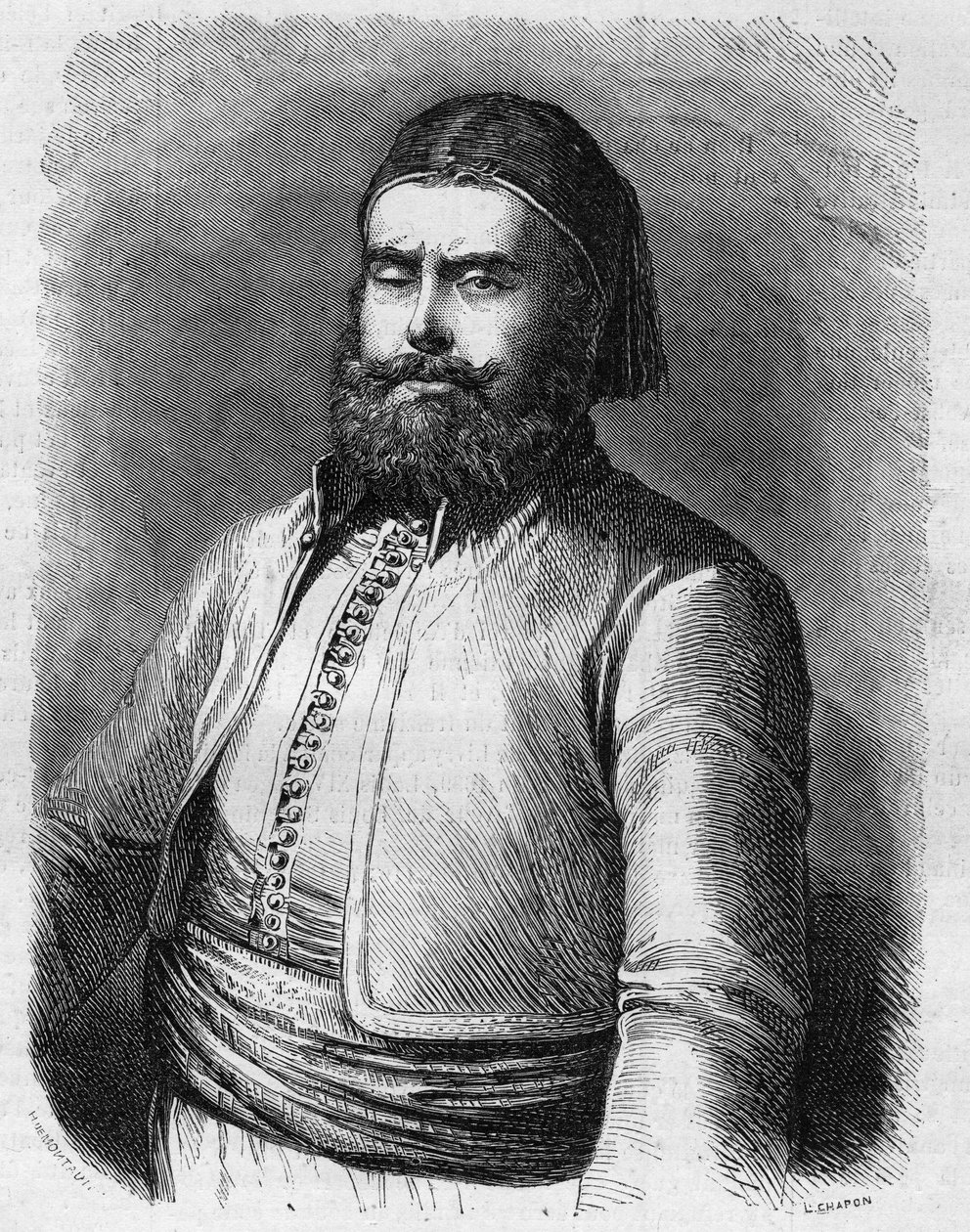 Portræt af Mohammed Said (1822-1863), vicekonge (Pasha) af Egypten under Det Osmanniske Rige. Indgravering i "" Le Monde Illustré"" nr. 303 af 31. januar af French School