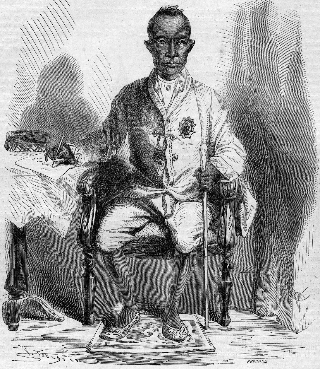 Portræt af Mongkut (Rama IV eller Phrachomklao) (1804-1868), konge af Siam (i dag, Thailand). Indgravering i "" Le Monde Illustré"" nr. 222 af 13. juli 1861. af French School