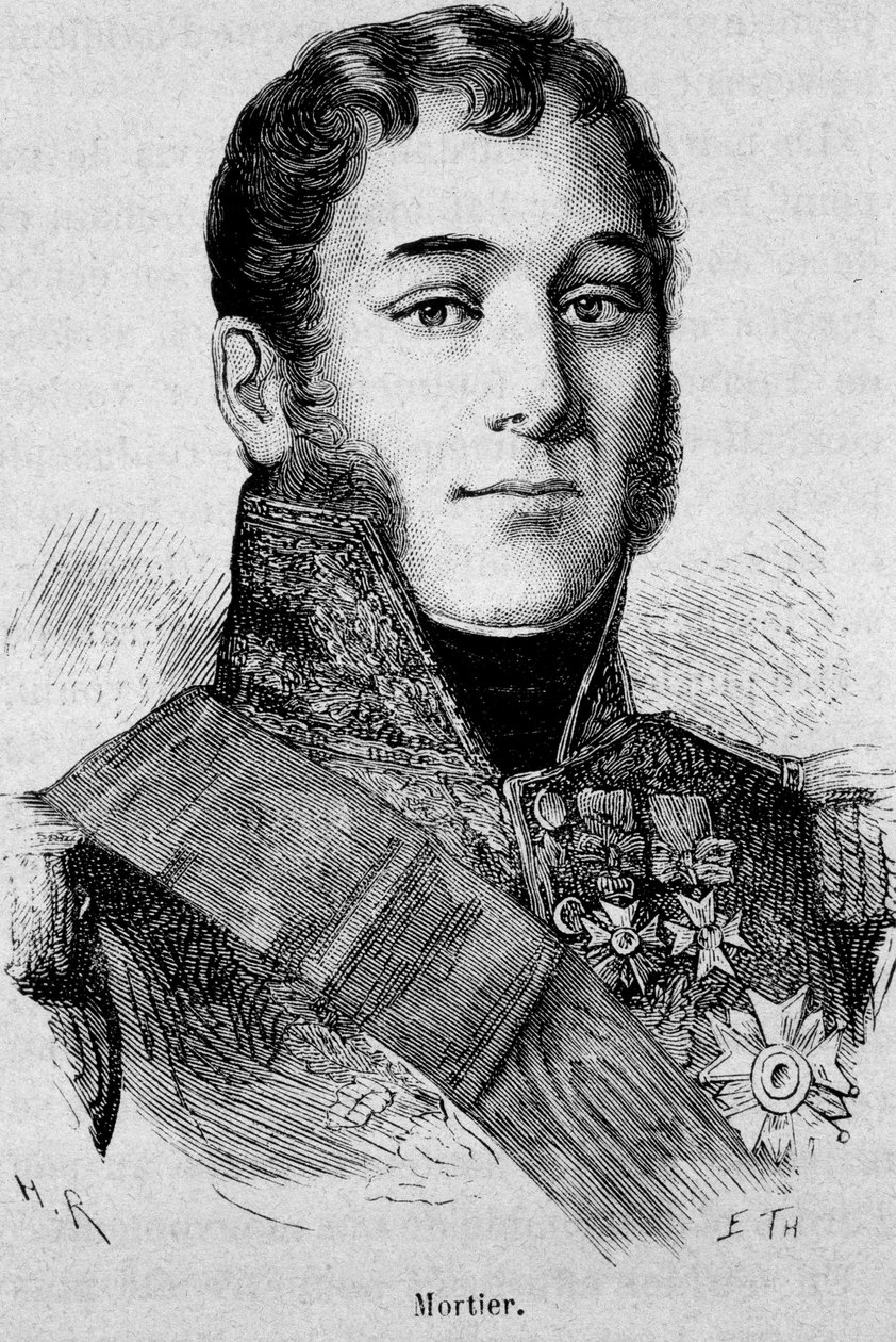 Portræt af Mortier, hertug af Treviso (1768 - 1835), marskal af Frankrig, dræbt under angrebet på Fieschi - i "The History of France" af Henri Martin af French School