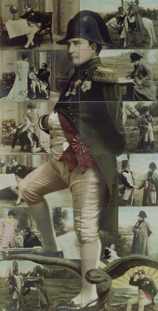 Portræt af Napoleon Bonaparte (1769-1821) og scener fra hans liv, det 19.-20. århundrede (farvet foto) af French School