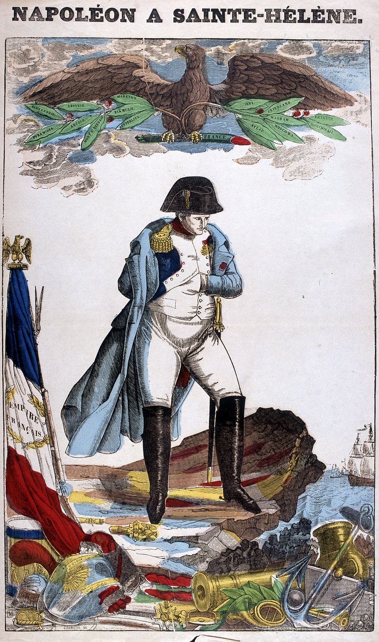Portræt af Napoleon Bonaparte i St. Helena. Billede af Epinal af French School