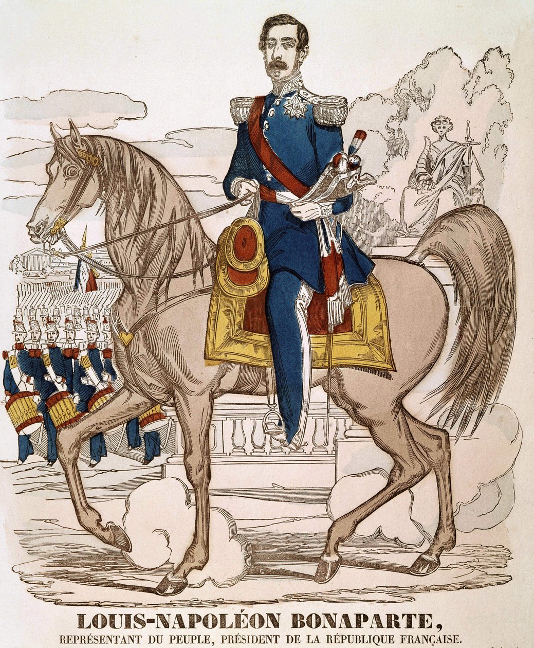 Portræt af Napoleon III - repræsentant for folket, præsident for den franske republik. (Charles Louis Napoleon Bonaparte) (1808 - 1873). Spinal billede. af French School