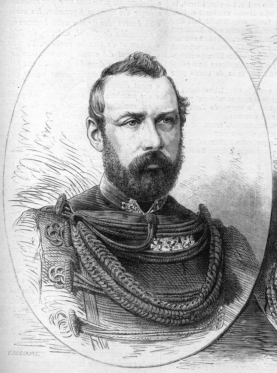 Portræt af Oscar II (1829-1907), konge af Sverige og Norge. Indgravering i "" Le Monde Illustré"" nr. 807 af 28. september 1872. af French School