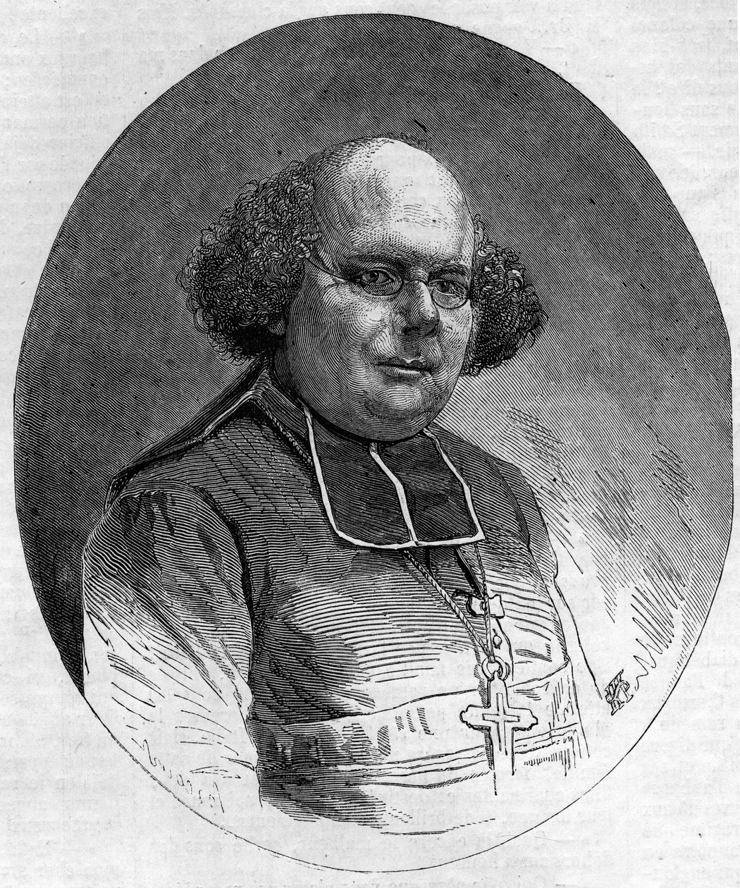 Portræt af Patrice Cruice (1815-1866), biskop af Marseille fra 1861 til 1865. Indgravering i "" Le Monde Illustré"" nr. 232 af 21. september af French School
