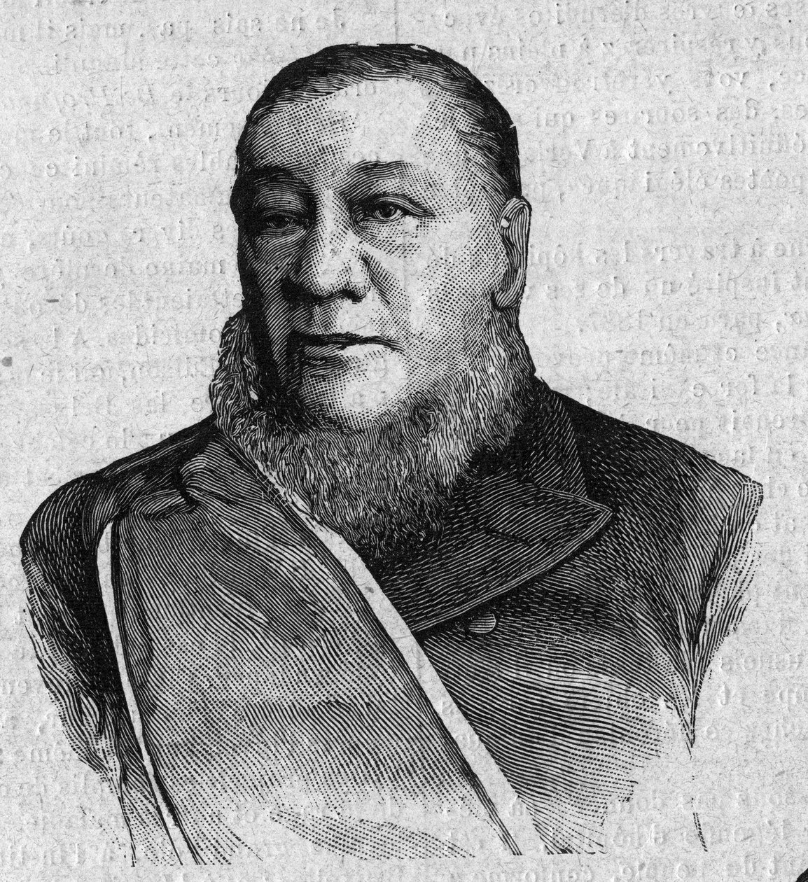 Portræt af Paul Kruger (1825-1904), præsident for Transvaal-republikken Sydafrika. Indgravering i "The Sunday Gazette"" fra januar af French School