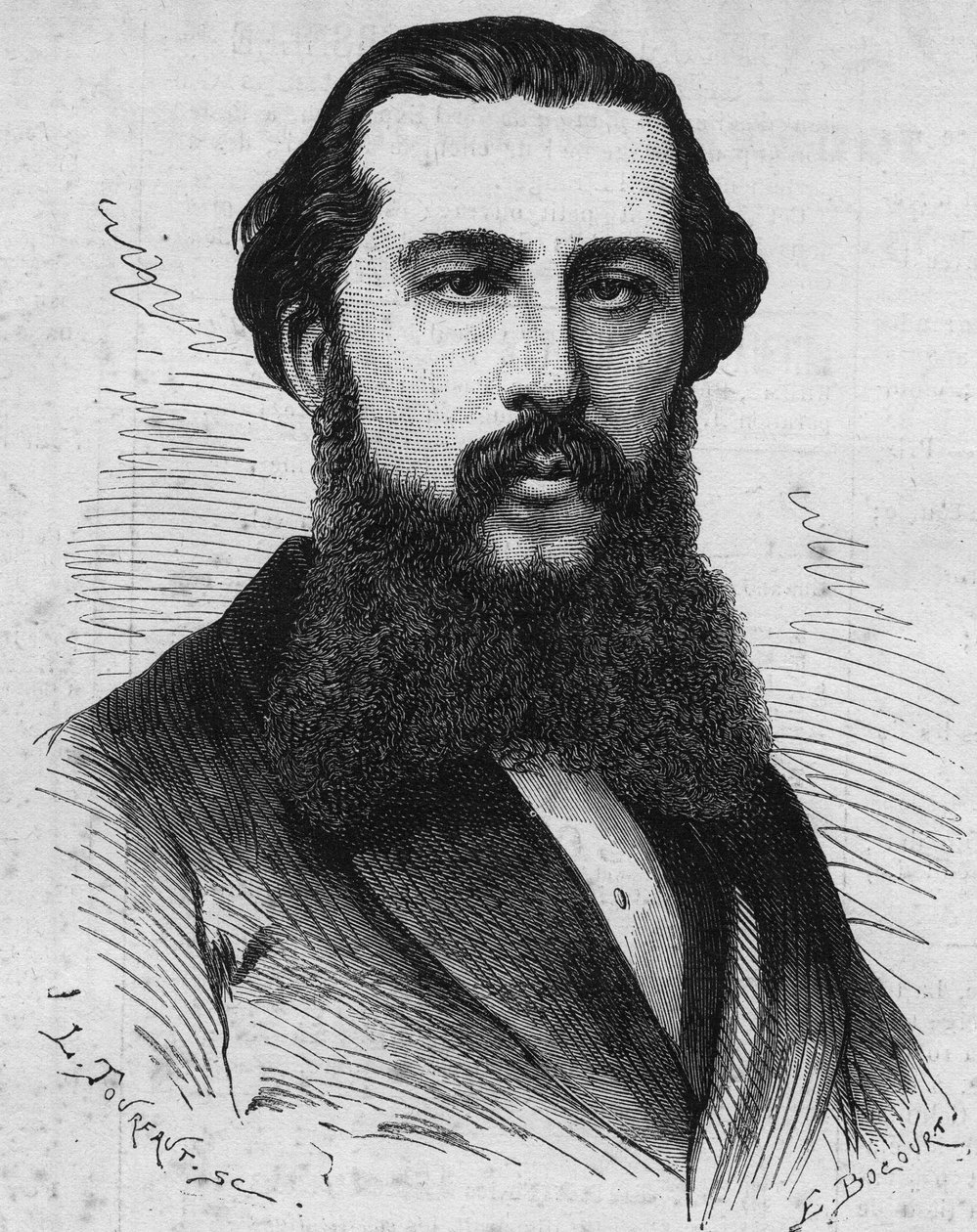 Portræt af Paul Soleillet (1842-1886), fransk opdagelsesrejsende. Indgravering i "" Le Monde Illustré"" nr. 1118 af 31. august 1878. af French School