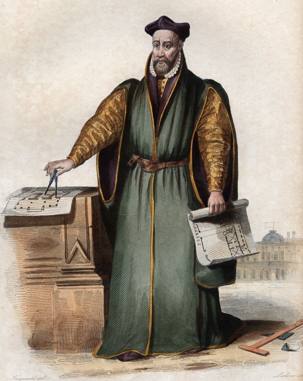 Portræt af Philibert Delorme (De Lorme) (De lOrme) (1510-1570), fransk arkitekt. af French School