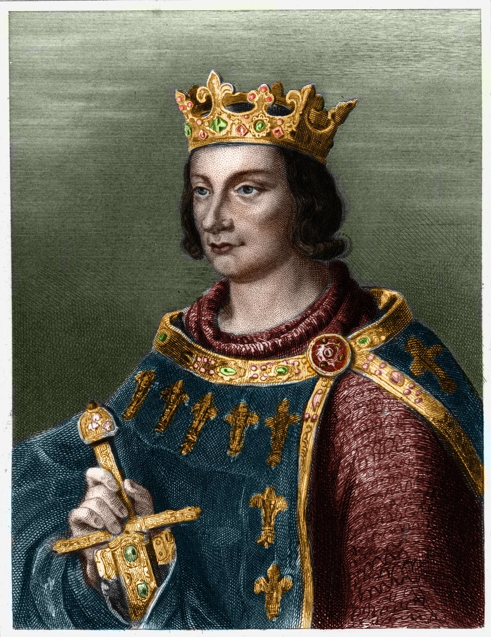 Portræt af Philip III af Frankrig, kendt som Philippe le Hardi (1245-1285) (capetianernes dynasti).- i "" Histoire des Francais"" af Lavallee, gravering, sd. af French School
