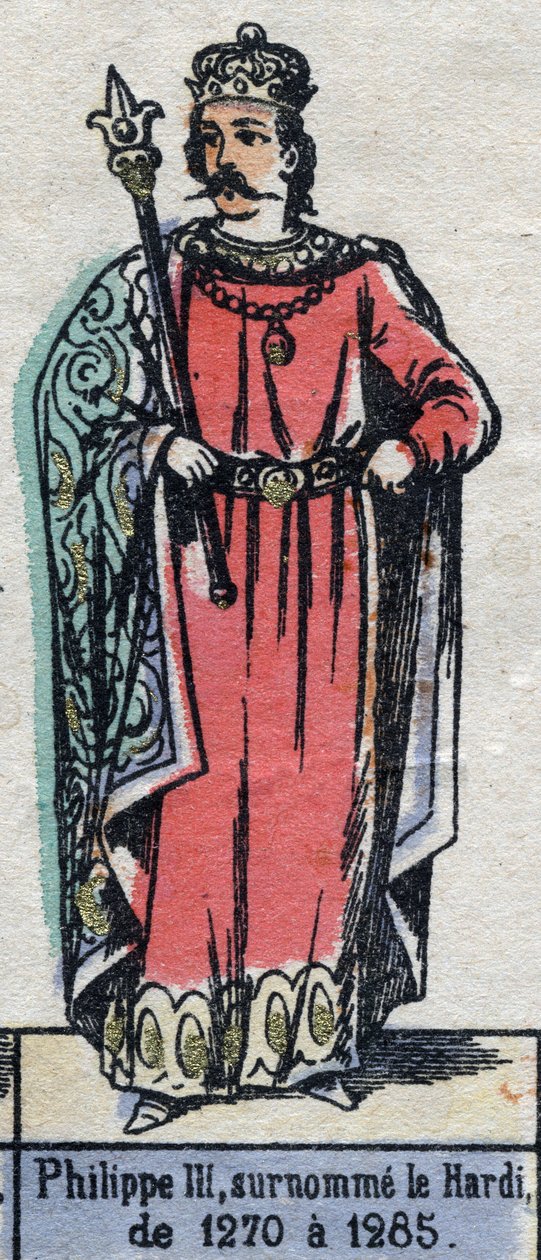 Portræt af Philip III af Frankrig, kendt som Philip the Hardi (1245-1285) (capetianernes dynasti). Illustration slutningen af det 19. århundrede. af French School