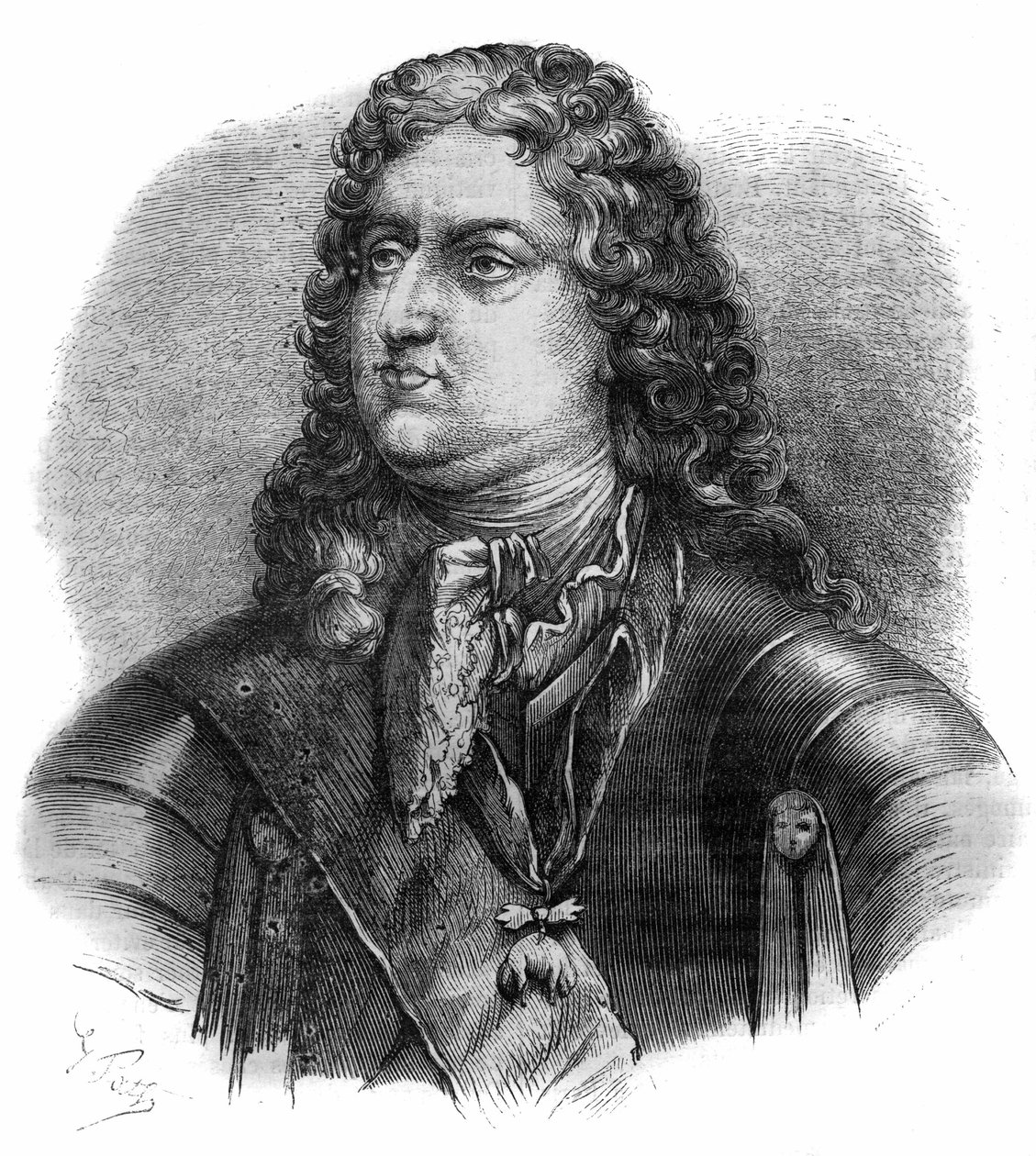 Portræt af Philip II, hertug af Orleans (1674-1723), kendt som regenten. Indgravering i "Historien om paver-konger-dronninger og kejsere gennem århundrederne"" af Maurice Lachatre af French School