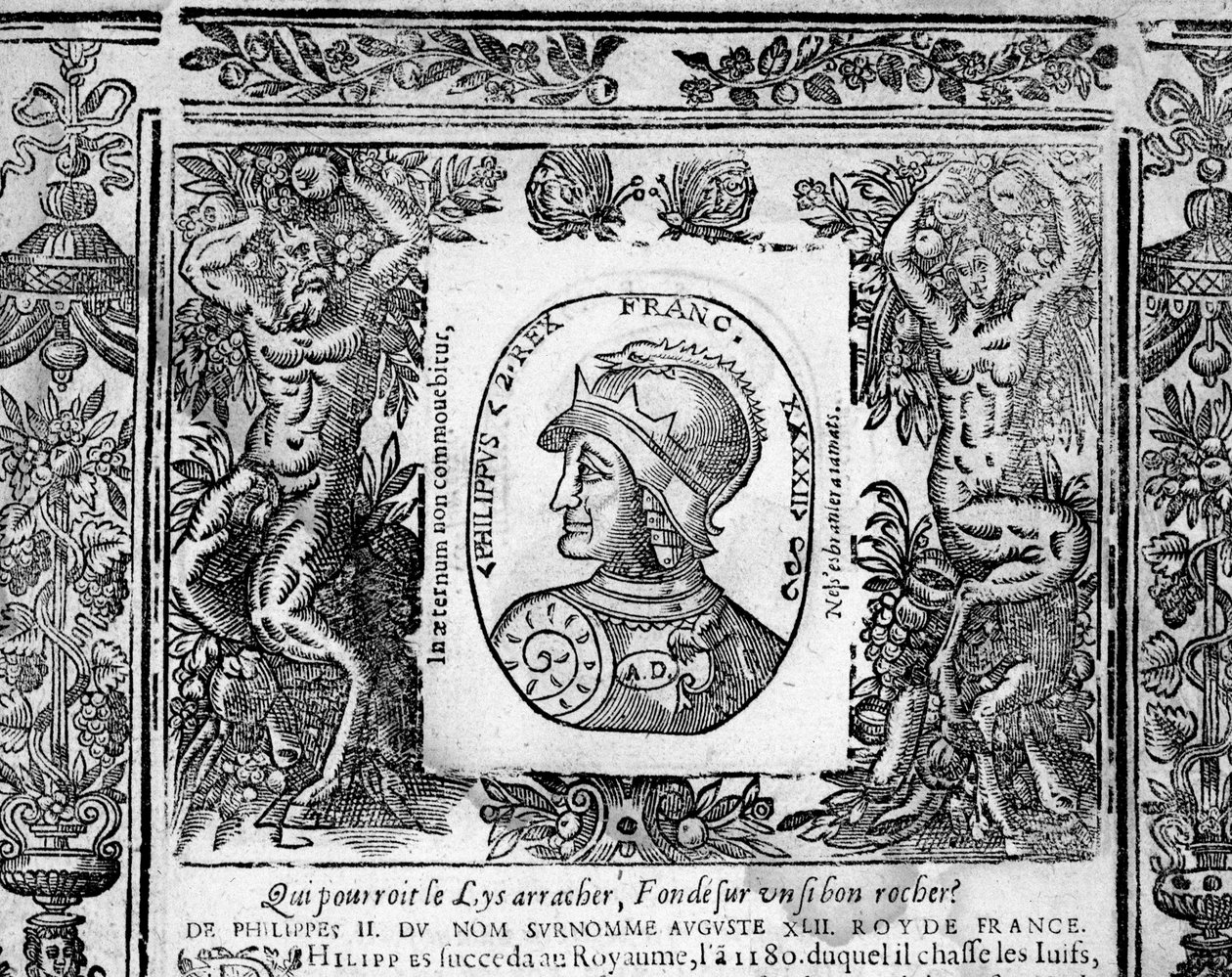 Portræt af Philippe Auguste - gravering af French School