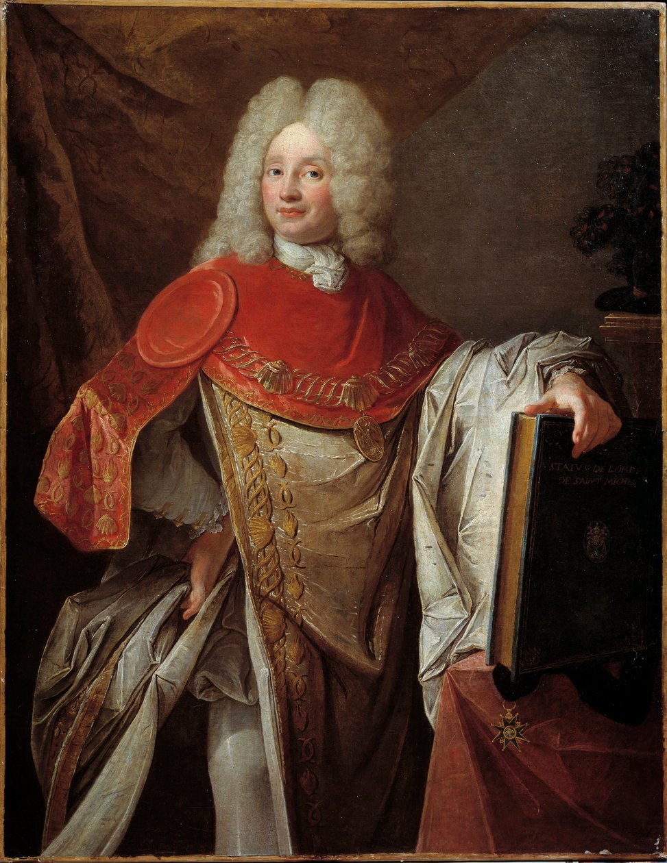 Portræt af Philippe Joseph Perrotin de Barmond, ridder af Sankt Michael i fuld dragt af den franske skoles malerorden. 1720 søn. 1,33x1,03 m Paris, Legion of Honor Museum - Portræt af Philippe Joseph Perrotin af Barmond, Chevalier de af French School