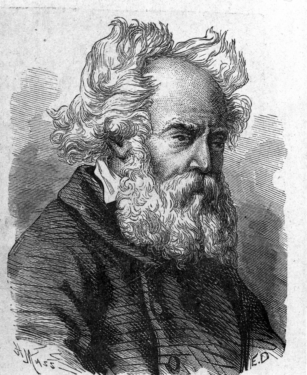 Portræt af Pierre-Louis-Frederic (Pierre Louis Frederic) Sauvage (1785-1857), fransk opfinder af helice - i "Album de la Science; berømte videnskabsmænd; Grandes disouvertes""" 1896. af French School