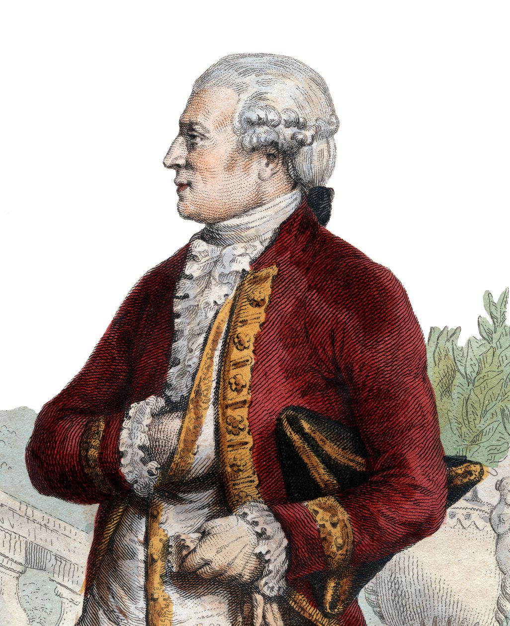 Portræt af Pierre Augustin Caron de Beaumarchais (1732-1799), fransk urmager, opfinder, musiker, diplomat og forfatter. af French School