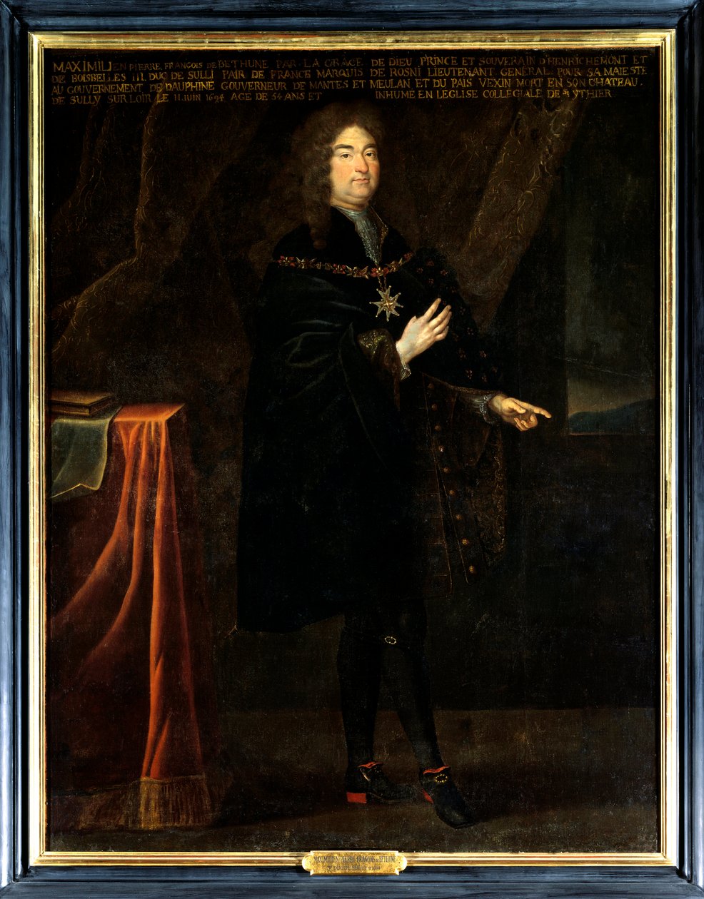 Portræt af Pierre Francois Maximilian IV af Bethune, tredje hertug af Sully (1640-1694). Han har halskæden med insignierne for Helligåndsordenen (Helligåndens orden). Anonymt maleri fra det 17. århundrede. Olie på lærred. Obligatorisk omtale: af French School