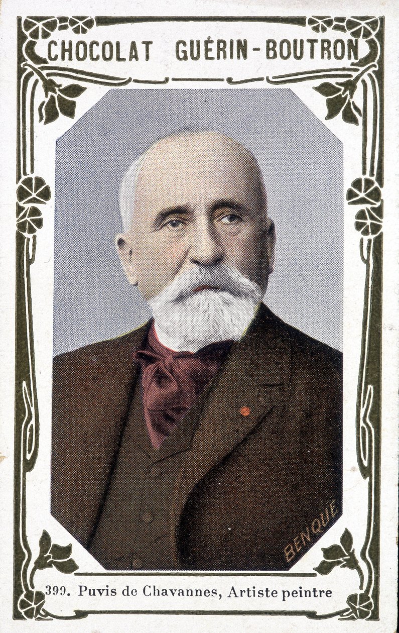 Portræt af Pierre Puvis de Chavannes, fransk maler (1824-1898). Vignet af Guérin - Boutron chokolade af French School