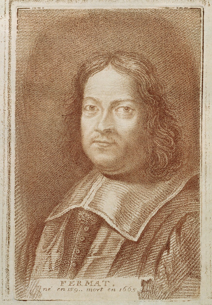 Portræt af Pierre de Fermat (1601-1665) fra Histoire des Mathematiciens af Alexandre Saverien, midten af ​​1700-tallet af French School