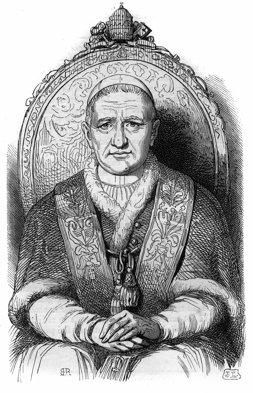 Portræt af pave Gregoire XVI (Bartolomeo Alberto Cappellari Pape under navnet Gregorius XVI eller Gregorio XVI af French School