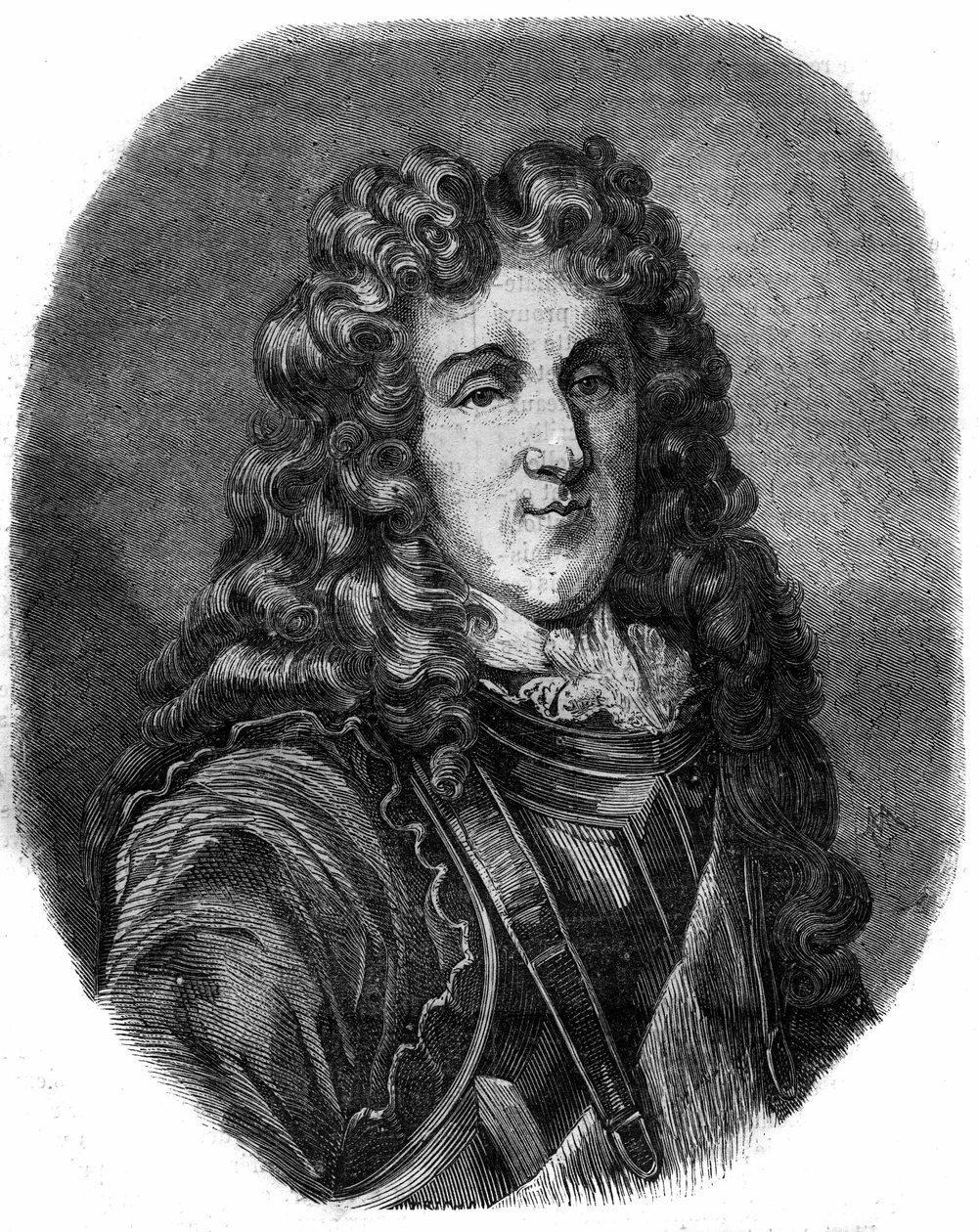 Portræt af prins Eugene Francois af Savoyen (1663-1736). Indgravering i "Historien om paver-konger-dronninger og kejsere gennem århundrederne"" af Maurice Lachatre af French School