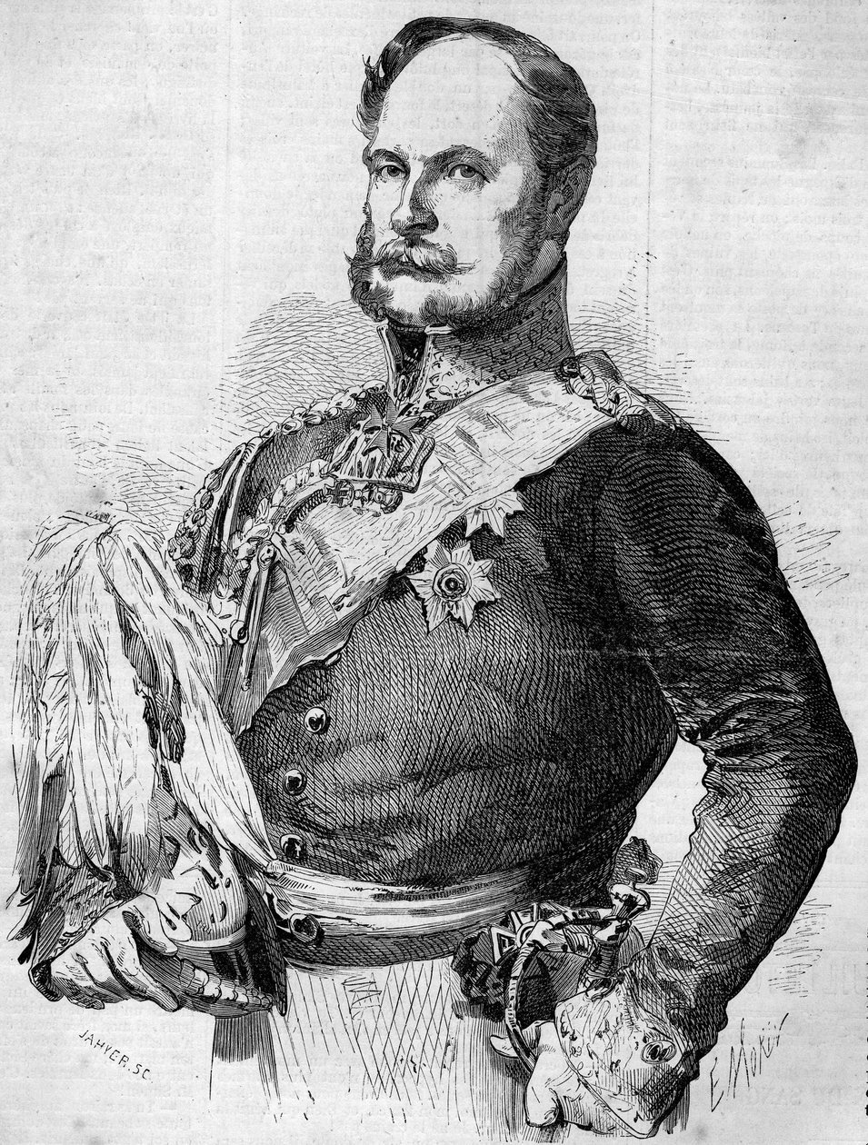 Portræt af prins Frederic Guillaume Louis (1797-1888), kommende Vilhelm I, konge af Preussen og kejser af Tyskland. Indgravering i "" Le Monde Illustré"" nr. 30 af 7. november 1857. af French School