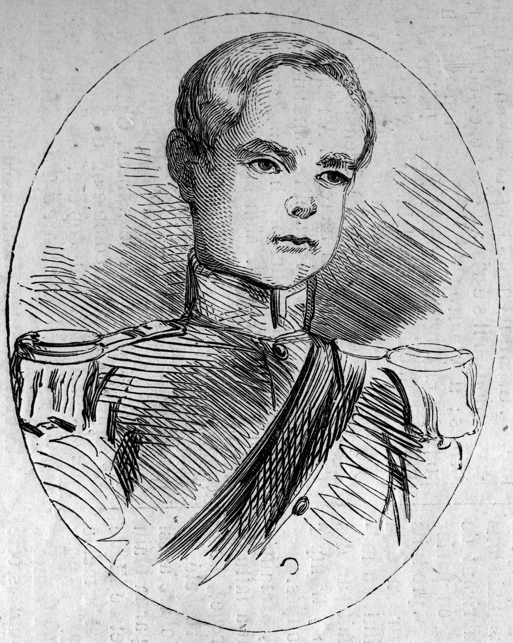 Portræt af prins Humbert (1844-1900), fremtidig konge af Italien under navnet Humbert I (Umberto I). Indgravering i "" Le Monde Illustré"" nr. 95 af 5. februar 1859. af French School