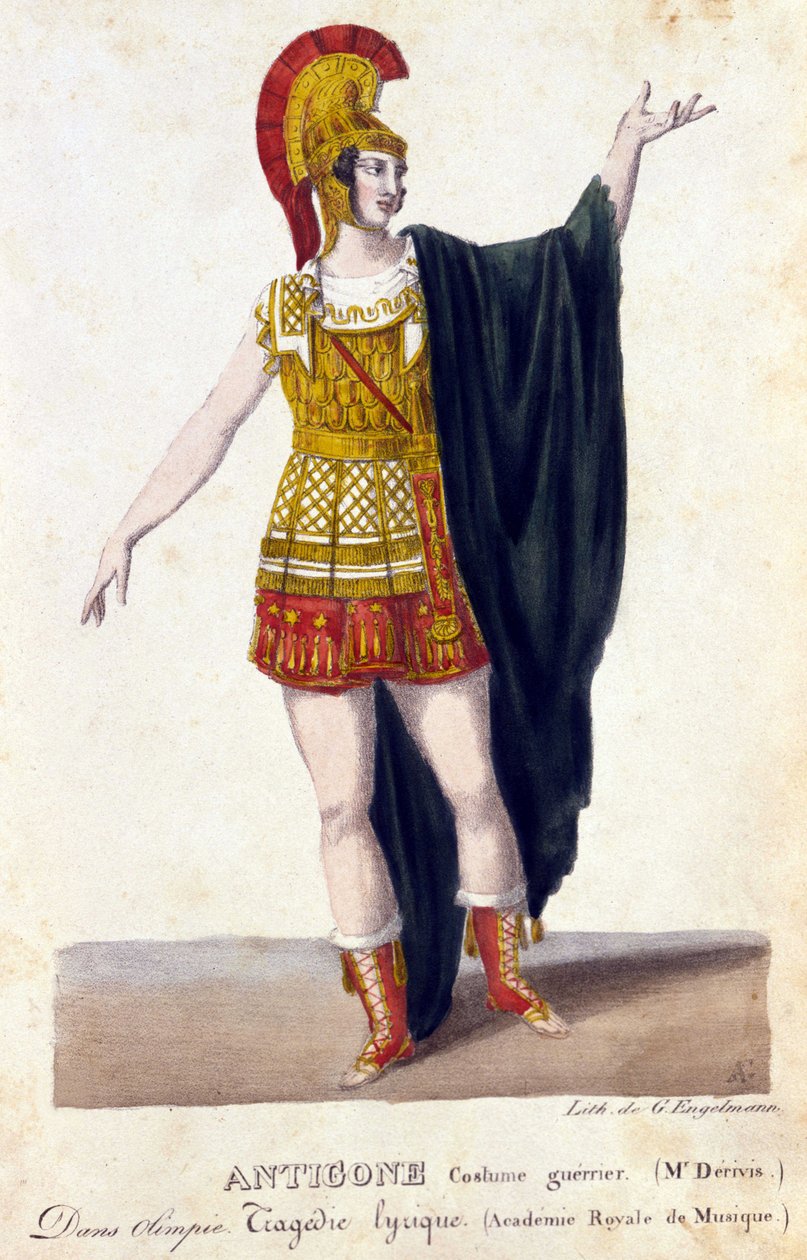 Portræt af Prosper Derivis (1808-1880) i rollen som Antigone i den lyriske tragedie "Olympia" af Gaspare Spontini (1774 - 1851) italiensk komponist. af French School