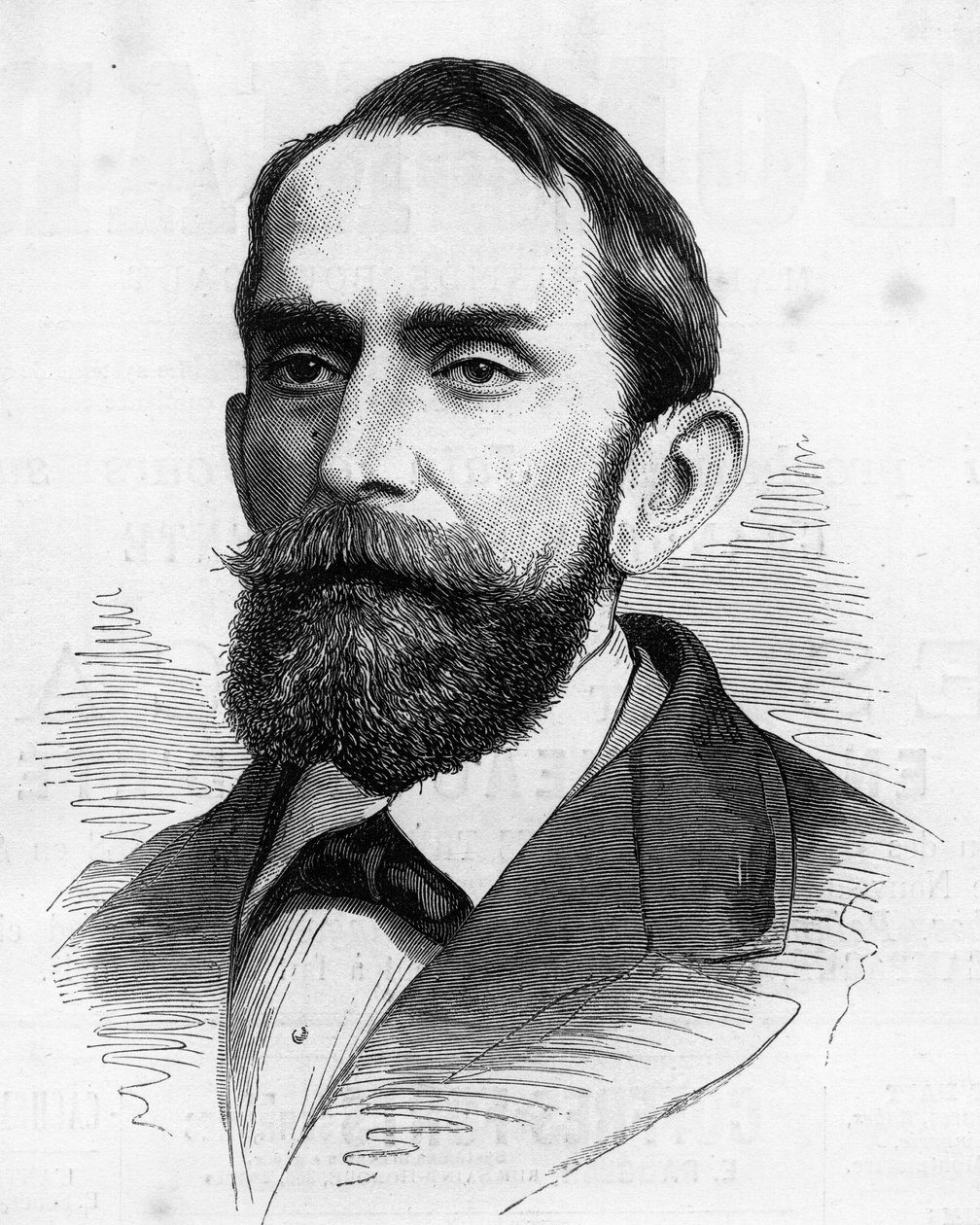 Portræt af Rafael Wenceslao Nunez Moledo (1825-1894), Colombias præsident. Indgravering i "" Le Monde Illustré"" nr. 1210 af 5. juni af French School