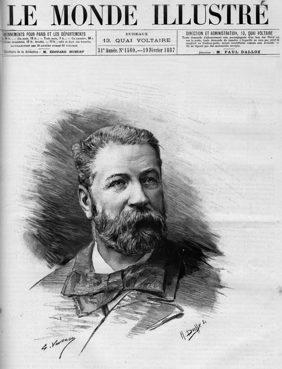 Portræt af Raoul Duval (1832-1887), fransk advokat og stedfortræder, i World Illustrous 1887. af French School