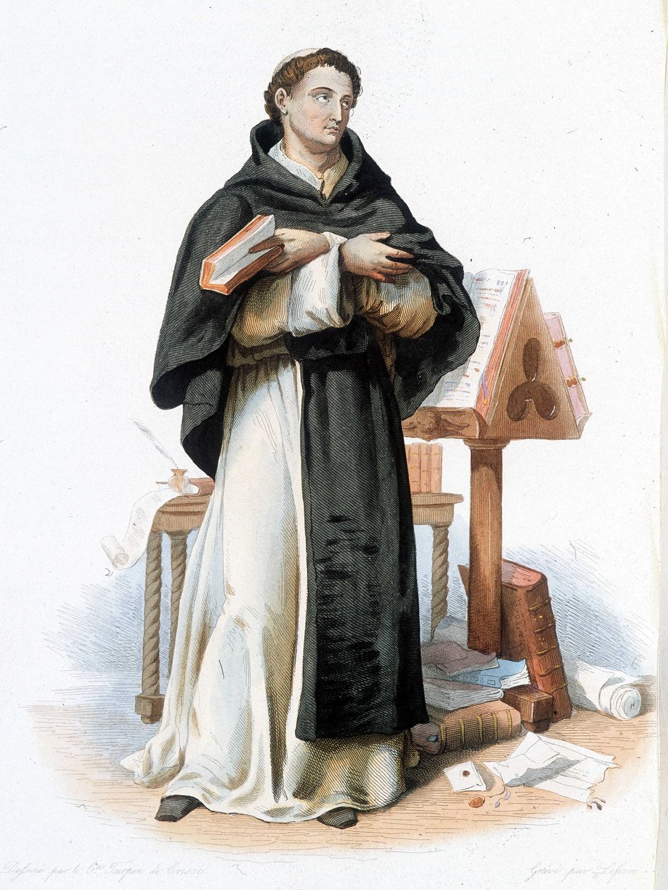 Portræt af Sankt Bernhard af Clairvaux (San Bernardo di Chiaravalle) (1090 - 1153) - i "" Le Plutarque francais"", udg. Mennechet af French School