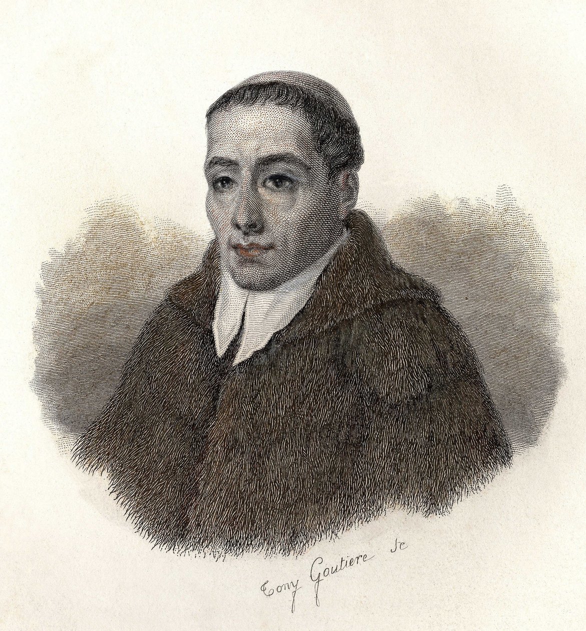 Portræt af Sankt Bernhard af Menthon (923-1009), ærkediakon af Aosta og grundlægger af Sankt Bernhards hospicer. I "Portrætter af nyttige mænd" af French School