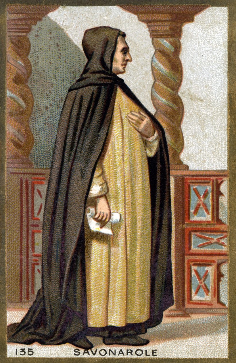Portræt af Savonarola (1452-1498) Girolamo Savonarola. Kromolitografi i slutningen af det 19. århundrede. af French School