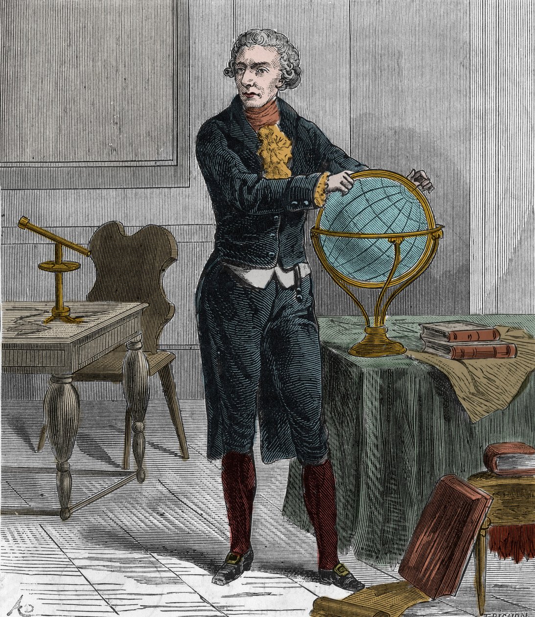 Portræt af Sir Friedrich Wilhelm Herschel (1738-1822), britisk tysk astronom og fysiker - Portræt af William Herschel tyskfødt britisk astronom - Indgravering i "" Videnskaber tilgængelig for alle - populær fysik og kemi"" af Alexis Clerc - af French School